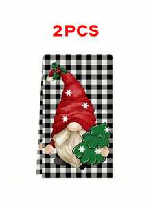 1/2pcs Christmas Gnome Kitchen Towels - Soft, Absorbent Microfiber Dish & Hand Towels For Holiday Decor, Machine Washable, Christmas Kitchen Towels, 15.7x23.6inch , Perfect For Holiday Home Decor