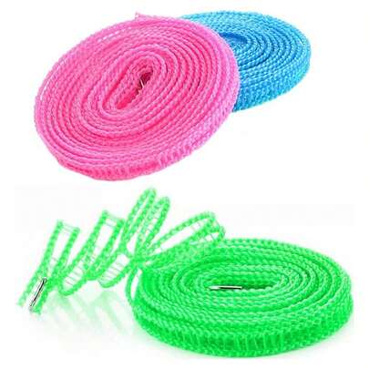 1 pièce Corde à linge bleue, rose, verte de 10 m de longueur. Corde à linge portable et résistante au vent pour le camping, les voyages, l'intérieur et l'extérieur. Couleur aléatoire