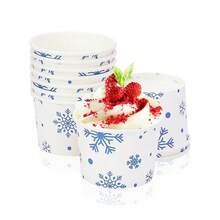 10 件/20 件/50 件雪花零食杯白色和蓝色圣诞纸冰淇淋碗蓝白色雪花零食甜点纸碗冬季甜点碗适用于热食或冷食派对用品 - 彩色 - 查看 4