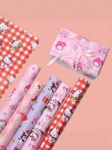 1 张 19.7 英寸 X 27.5 英寸圣诞礼品包装纸，Sanrio Hello Kitty、Melody、Kuromi 和 Cinnamoroll 礼品包装纸，19.7 英寸 X 27.5 英寸，耐用卡通图案纸，适合节日礼物、圣诞派对装饰。 - 彩色 - 查看 5