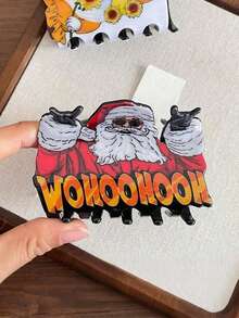 1 pieza Clip para el cabello con forma de Papá Noel de acetato rojo, adecuado como regalo de Navidad, regalo festivo, accesorio para el cabello navideño, decoración para el cabello con forma de caramelo para otoño e invierno, accesorios para el cabello tipo pinza para mujeres para looks de vacaciones, elegante sujetador de cabello para mujer