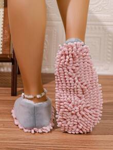 Cleaning Mop Slippers For Floor Cleaning House Mop Shoes Men And Women Washable Unisex Dusting Slippers Dirt Tool Supplies(Medium,Gray) - Grey - View 5