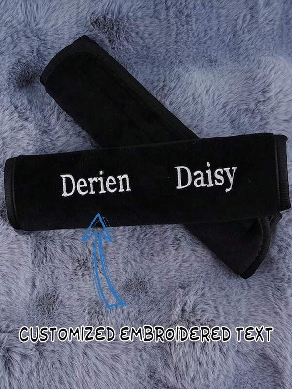 2 buc Huse de centură de auto personalizate brodate, Huse de centură de auto cu nume personalizat, Pernă de scaun confortabilă personalizată, Curea de umăr brodată, Pernă pentru gât, Pernă moale unică, Decor interior auto, Cadou personalizat pentru mașină