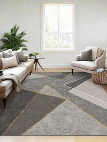 1pc Light Gray Geometric Abstract Art Area Rug, European And American Rectangular Soft Faux Wool Washable Carpet, Suitable For Living Room, Bedroom, Entrance, Bathroom, Hallway, Patio, Kitchen, Indoor Outdoor, All Season Large Size Mat, Home Decor - Multicolor - View 5
