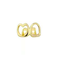 1pc Hollow Gold-Tone Side Tooth Decor, Double Hollow Heart Shaped Teeth Decoration, Punk Style, Suitable For Daily Wear, Music Festivals, Parties, Holidays, Couples Gift, Tooth Gems, Tooth Jewelry, Tooth Gem Set, Women Grillz - Multicolor - View 8
