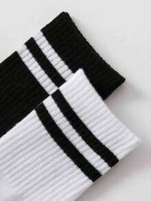 Women Crew Socks - Black and White - View 4
