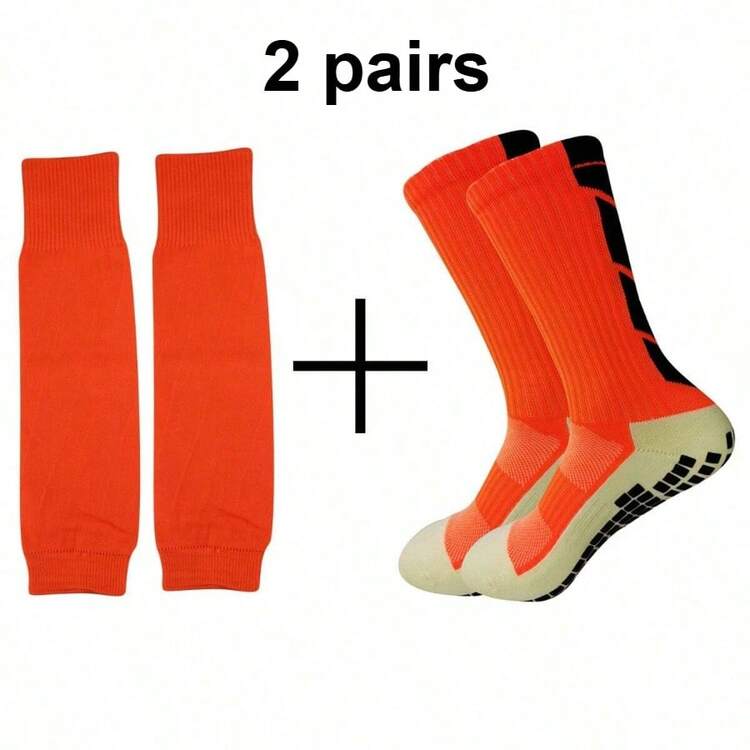 2 Pairs Mixed Multi-Color Anti-Slip Football Sports Socks, Running Leg Sleeves To Protect Calf Muscles Effectively Against Injury - Multicolor - View 10