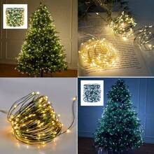 Luces de hadas de 8 modos, luces de decoración de árbol de Navidad de alambre de cobre verde, con control remoto, luces con forma de estrella para jardín, patio, fiesta al aire libre, boda, camping, Navidad, Acción de Gracias, cumpleaños, vacaciones, decoración de Halloween - Enchufe USB - Ver 7