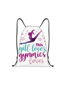 Mochila con tema de gimnasia y ballet - Mochila de cuerdas de doble cara, bolsa de gimnasia con lema de gimnasia, bolsa plegable de estilo bohemio con cordón, perfecta para clase de ballet, práctica de danza, escuela, viaje - Diseño rosa/azul/morado/negro, lavable a máquina, regalo ideal para bailarines. Bolsa deportiva de 16 "x 13" para deportes, fitness, ejercicio, bolsa de viaje de gran capacidad para vacaciones, para mujeres y hombres, bolsa de yoga esencial para viajes