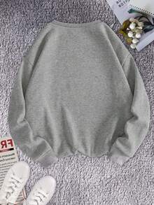 Women's Plus Size 2026 New Year Party Sweatshirt - Oversized Casual Pullover, Gold Glitter Number Design, Round Neck With Pockets, Warm Winter Sweater, Suitable For New Year Celebrations, Comfortable Party Outfit (With Gold Letters) - Geometric Pattern Winter Clothes For Women - 灰色 - 查看 2