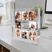 1个定制方形亚克力照片拼贴块 – 可上传9张家庭/情侣照片，打印清晰，可独立摆放，适合任何场合，如圣诞节、万圣节、周年纪念日、婚礼、生日礼物 - 多色2 - 查看 2