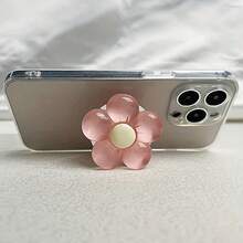Suporte dobrável para celular em resina transparente com estampa de flor rosa fofa, presente criativo para amigos, design antiderrapante, acessório universal para smartphone, presente para o Dia das Mães ou aniversário. - Multicolorido - Ver 3