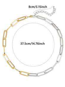 时尚金色银色拼接不锈钢项链女式男式复古嘻哈链颈链无盒装夏季海滩度假项链