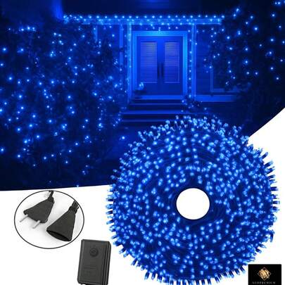 160/230/410 Niebieskie diody LED, świąteczny łańcuch świetlny LED, 14,5 m–20,5 m–32,5 m bardzo długi, niebieskie lampki choinkowe do dekoracji wewnątrz i na zewnątrz, lampki choinkowe LED z 8 trybami i złączami typu end-to-end, lampki choinkowe LED, łańcuch świetlny, świąteczne lampki dekoracyjne, dekoracja na święta, imprezy, wesela.