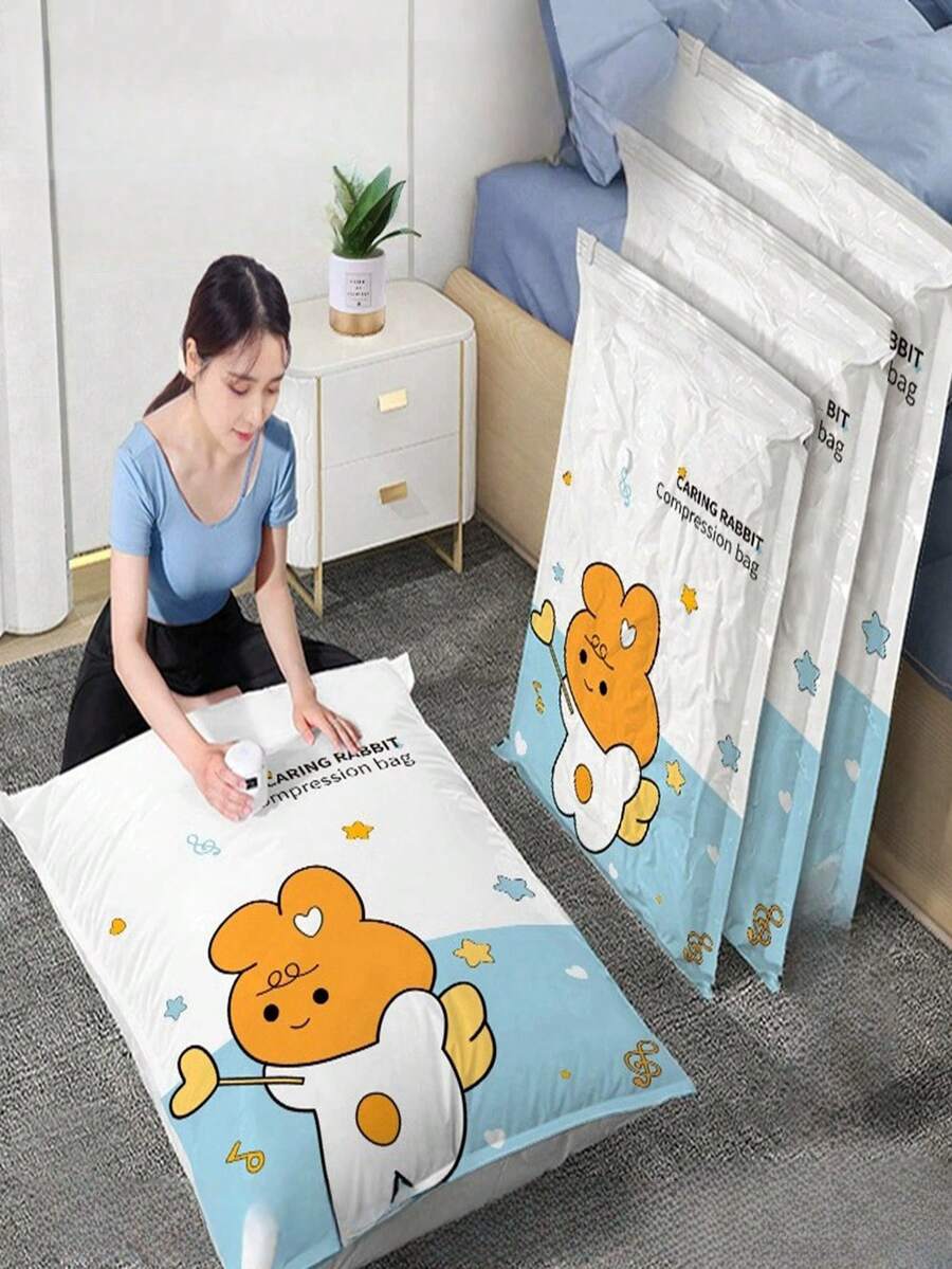 4件/3件/1件/2件可愛兔子造型真空收納袋,省空間真空密封袋,適用於衣物、被褥、毯子、床上用品,居家與旅行收納整理,節日裝飾、房間裝飾、家居裝飾 - 彩色 - 查看 1