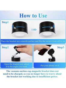 [Soporte de teléfono móvil con succión fuerte] Soporte magnético de succión de vacío de un solo botón para teléfono móvil, portátil y fácil de usar, succión fuerte, móvil, plegable y extensible, adecuado para vidrio de coche, pantalla de doble cara, adhesión compatible con iPhone, teléfono Android, regalo para cumpleaños, familia, amigos, accesorios de coche, soporte de teléfono de coche