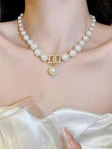 3pcs Elegant Faux Pearl Necklace And Earrings Set, Designed For Women, Suitable For Pairing With Wedding Dresses And Attending Formal Dinners, Ideal Gift For Girlfriend, Mother On Occasions Like Valentine's Day, Mother's Day