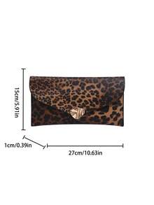 Leopard Print Envelope Bag, Vintage Style Niche Design Fashion Handbag For Women - Brown - View 2