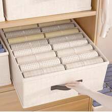 1 pieza Caja plegable para guardar ropa, hecha de tela, con diseño de doble hilera. Ideal para guardar ropa, pantalones, ropa interior, calcetines, camisas, suéteres, etc. Ideal para dormitorio y armarios.