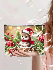 1/3/12pcs Vintage Santa Claus & Pine Cone Snowflake Print Cosmetic Bags - Lightweight Zipper Makeup Pouch, Polyester Travel Toiletry Organizer With Double-Sided Vivid Print, Suitable For Holidays, Parties, Travel, Ideal Gift For Women, Compact & Elegant Pattern Design Handheld Makeup Bag,Makeup Pouch,Cosmetic Bag,Travel Essential,Large Capacity,Large Makeup Bag,Christmas Gifts,Pouch,Travel,Gifts For Women,Women's Necessaire,Travel Essential,Pouch,Clutch / Small Handbag,Necessaire,Makeup Organizer,Makeup Organize,Pouch,Brush Holder,Mini Pouch,Large Capacity Pouch