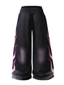 男士字母印花抽绳腰部宽松阔腿运动裤 - 彩色 - 查看 2