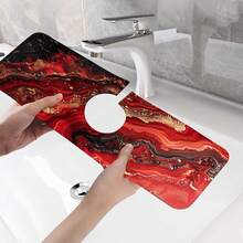 1 miếng lót thoát nước bồn rửa họa tiết bãi biển màu đỏ nghệ thuật, miếng lót vòi nước nhà bếp/phòng tắm chống trượt bằng đất tảo cát và cao su khô nhanh, thấm hút độ ẩm, miếng lót thoát nước bằng silicon chống trượt bằng bùn tảo cát, miếng lót thoát nước nhà bếp gia dụng, miếng bảo vệ bồn rửa mặt, phù hợp với mọi loại vòi nước trong phòng tắm và nhà bếp. - Nhiều màu - Xem 11