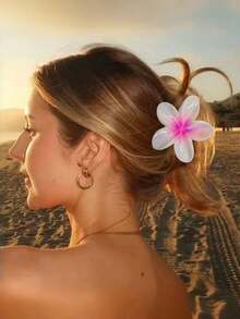 6pcs/1pc Multi-Functional Egg-Shaped Floral Hair Claw Clips, Hair Accessories, Headpieces, Tropical Print, Boho Style, Casual, Party, Streetwear, ABS Plastic Hair Claws, Hair Clips, Suitable For All Seasons, Can Securely Fix Buns, Firmly Hold Hair, Suitable For Women & Girls Daily Use, Festivals, Parties, Gifts, Non-Slip, Suitable For Thick & Thin Hair Flower Hair Clip Summer - Multicolor - View 6