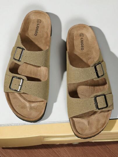 Men's Fashion Vintage Cork Sole Sandals With Arch Support Slip-On Mule Slides Outdoor Beach Walking Sandals Unisex Couple Shoes
