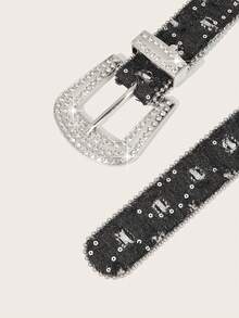 1pc Sparkling Sequins Grommet Fashion Party Belt For Women, Perfect For Carnival, Back To School, Christmas, Halloween & Daily Outfits
