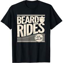 Beard Rides Funny Vintage Di S Beard Gift Uni T-Shirt - 黑色10 - 查看 1