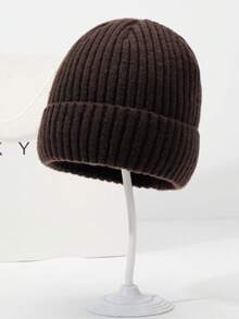 1 Large Autumn And Winter Hat: Men's Knitted Hat, Korean-Style Melon Rind Hat, Solid Color Ear-Protecting Hat, Woolen Hat, Winter Outdoor Cold Protection Hat, Thick Woolen Hat, Women's Autumn And Winter Loose And Warm, Pile Cold Hat, Big Face Shows Off Face, Small Knitted Ear-Protecting Hat