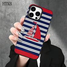 Fundas protectoras de imitación con orificios grandes en color azul y rojo con diseño de velero, compatibles con phone 16 Pro Max, 16, 15 Pro, 14, 14 Plus/14 Pro Max, 13, 13 Pro, 12 Pro y 11/11 Pro. Regalos para cumpleaños y festividades - Negro - Ver 5