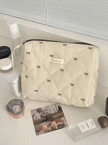 Große Kapazität tragbare Kosmetiktasche Kaffee Schleife Beere Schleife Schönheitstasche Stoff weich Reißverschluss Kosmetiktasche Kulturtasche Aufbewahrungsbox Zuhause & Reise täglicher Gebrauch süßes Schleifen-Design Mehrstufige Aufbewahrung Reise Kosmetiktasche Kulturtasche Reisenotwendigkeit Rückkehr zur Schule Muss-haben Reisebegleiter Kreuzfahrt Reisetasche, Make-up Tasche, Kosmetikkoffer, Make-up Tasche, Aufbewahrung, Weihnachtsgeschenke, Tasche, Reise, Geschenke für Frauen, Frauen Tasche, Clutch / kleine Handtasche, Make-up Organizer, Tasche, Pinselhalter, Mini Tasche, Große Kapazität Tasche - Kaffeebraun - Übersicht 15