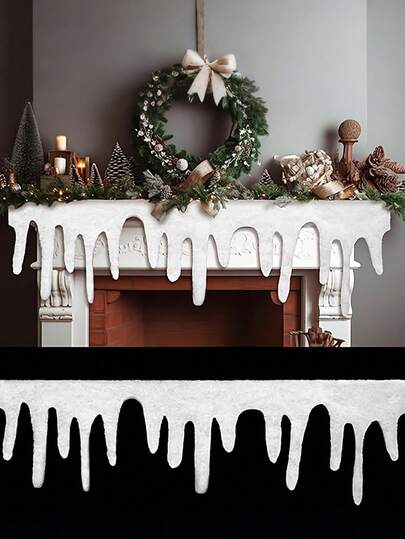 2pcs-Icicle Christmas Fake Snow Blanket, Artificial Snow Blanket Roll, For Christmas Village, Soft Fluffy Snow Table Runner Soft Fluffy Snow Table Runner Village Decoration, Xmas Holiday Decor