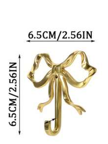 Gold Bowknot Wall Hook, Gold Bowknot Hanger, Brass Bowknot Wall Hook, Door Hook, Towel Hook, Brass Clothing Hook, Suitable For Wedding, Bathroom, Living Room, Kitchen Decor Hanging Hook, Brass Metal Wall Mounted Clothes Rack, Suitable For Living Room And Bathroom, Painted Surface, Easy To Install, Retro Ribbon Design Hook, Suitable For Bedroom And Bathroom, Nordic Retro Clothes Hook, Clothes Hook, Bedroom Porch Bathroom Decor, Solid Brass Bowknot Shaped Wall Hook