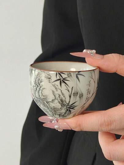 1/2/4/6 فنجان شاي خزفي، أكواب شاي منزلية عتيقة للضيوف، أكواب شاي الكونغ فو، أكواب شاي سوداء، أكواب مياه، أكواب إسبرسو، أكواب هدايا، مناسبة للاستخدام اليومي والتجمعات والحفلات