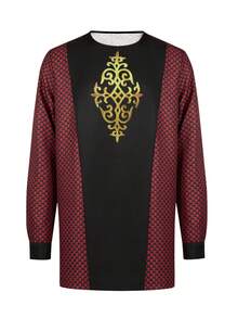 Men's Casual Long-Sleeved Two-Piece Suit, Mid-Length Top And Trousers - 黑色 - 查看 4