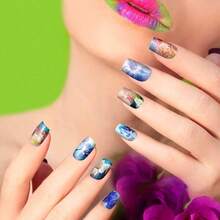 12 Sheets Nail Polish Strips Self Adhesive Gel Nail Stickers Full Nail Wraps For Women Girl Graffiti Gradient Starry Sky Nails Design Gel Strips Manicure Nail Art Accessories - 什錦 - 查看 6