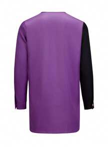 Men's Casual Long-Sleeved Two-Piece Suit, Mid-Length Top And Trousers - Màu tím - Xem 6