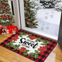 1/2/3 Stücke verstärkte 0.47 Inch/1.2cm Weihnachts-Küchen-Teppiche und -Matten - Rot karierte Weihnachts-Teppiche und -Matten rutschfest waschbar, Fußmatte mit geringer Profil für Feiertage, Weihnachtsdekoration für Zuhause, Heim süßes Heim