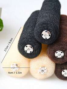 17cm DIY Bun Maker, Foam Round Mesh Bun Maker, Ballet Bun Maker, Ponytail Scrunchie Accessories, Home & Bathroom Decor, Autumn, Back To School Decor - Multicolor - View 3