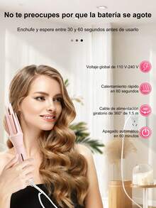 Varilla automática de rizado de 32 mm, iones negativos no dañan el cabello, ajuste de temperatura de varias etapas, decoración de otoño e invierno, peinado, adecuado para viajes, largo viaje, hogar, regalo de San Valentín, sheng'd'j - Morado - Ver 7