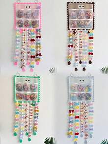 1 pieza Organizador de diademas con lazos para niñas, perchero para pinzas de pelo, organizador de accesorios para el cabello de bebé, decoración colgante de pared para habitación de niños, regalo de cumpleaños de bebé, regalo de baby shower - Multicolor - Ver 10