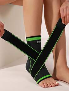 JINGBA SUPPORT 1 Piece Breathable Compression Ankle Support Sleeve – Elastic Foot Protector For Running, Basketball, Cycling & Daily Use For Men Women - Green - View 2