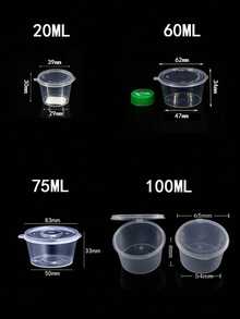 50个酱料杯商用透明食品蘸料容器便携式密封塑料杯带盖一体式外卖打包盒 - 彩色 - 查看 10