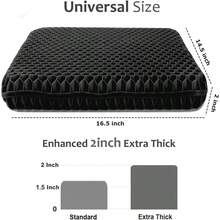MX    Gel Seat Cushion For Long Sitting Extra Thick Gel Cushion For Wheelchair Soft Chair Pads Cushion For Office Home Chairs Car Seats Long Trips Back Sciatica Hip Tailbone Pain Relief Cushion Black - 黑色 - 查看 6