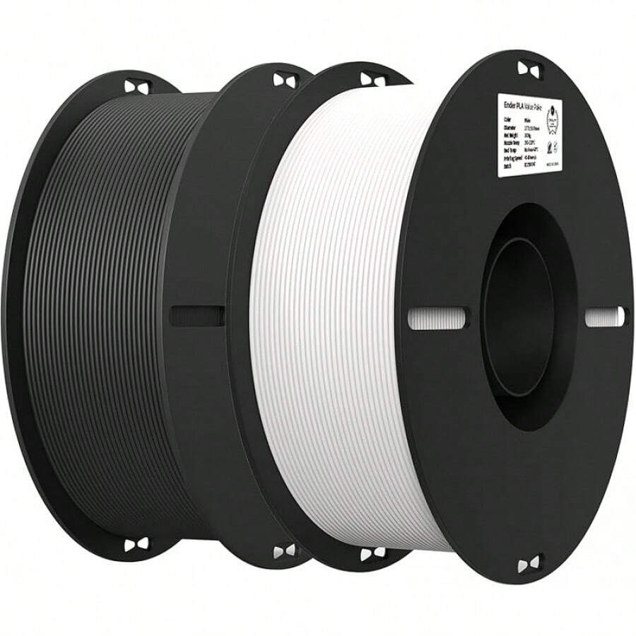 Creality Filamento PLA de 1.75mm 2kg o 4kg, Filamento para Impresora 3D Resistente y Fuerte, precisión +/- 0.02mm, 2 carretes de 1 kg (2x1kg,Blanco y Negro) - 2x1kg,Blanco y Negro - Ver 1