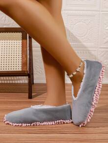 Cleaning Mop Slippers For Floor Cleaning House Mop Shoes Men And Women Washable Unisex Dusting Slippers Dirt Tool Supplies(Medium,Gray) - Grey - View 3