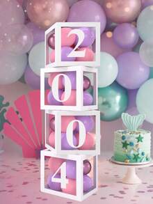 1pc 25cm White Number Transparent Box(Box&Letter), Transparent Balloon Box Gift Box, DIY Free Combination Numbers,Birthday Party Background Decoration Box, 1st Birthday Party Scene Setting Number Box, Babe Shower Decoration, Transparent Balloon Box Gift Box, Gender Reveal Party Decor Balloon Box, Room Decor Balloon Storage Box, Party Background Photography Props, Party Favor