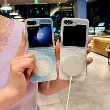 1 pieza Funda plegable magnética para teléfono de mujer, diseño degradado lindo compatible con Galaxy Z Flip7, ligera, delgada, resistente a golpes y caídas, cubierta protectora para smartphone adecuada para Samsung Galaxy Z Flip6, Z Flip5, Moto Razr 60/Razr 60 Ultra/Razr 50/Razr 50 Ultra, excelente para regalos de cumpleaños, graduación y vuelta al colegio - Multicolor - Ver 4